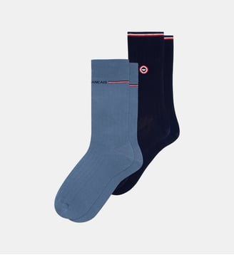 Lot de 2 chaussettes mi-hautes en fil d'Écosse - Le Slip Francais - Marine acier