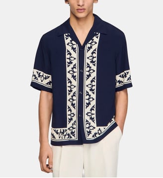 Chemise fluide à imprimé contrasté - Sandro - Marine
