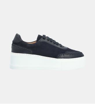 Basket lacets nova - cuir grainé - Charles Kammer - Bleu marine
