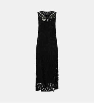 Robe midi sans manches au crochet géométrique - Pinko - Limousine noire