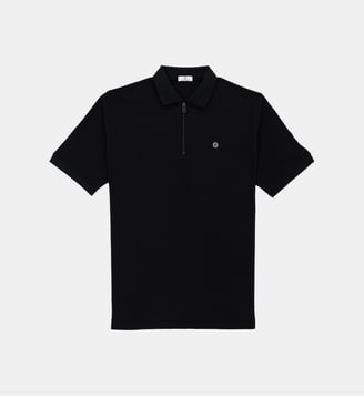 Polo Lino manches courtes en coton piqué - Serge Blanco - Noir