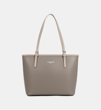 Sac cabas épaule Smooth en cuir - Lancaster - Taupe et galet