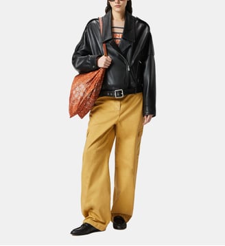 Blouson de motard ceinturé en cuir nappa - Pinko - Noir