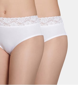 Lot de 2 Culottes Maxi Coton Coton Plus Féminine - Dim - Blanc