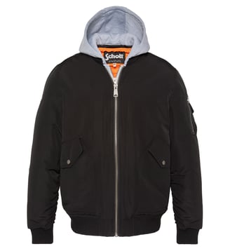Bomber à capuche moletton - Schott - Noir