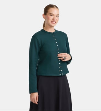 cardigan pression en molleton de coton - Agnès b. - Vert vosges