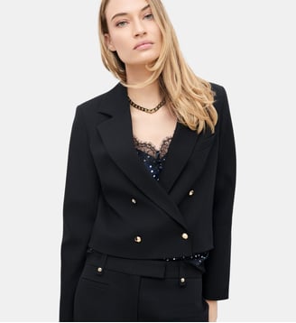Veste vhermione - Motif uni - Lyocell - Caroll - Noir
