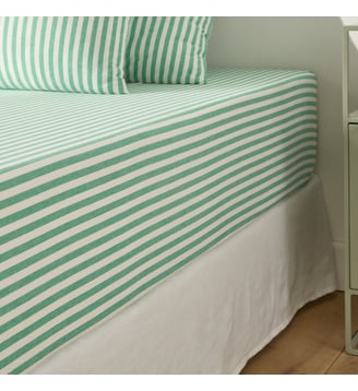 Drap-housse coton bonnet 30 cm - La Redoute Interieurs - Rayé vert