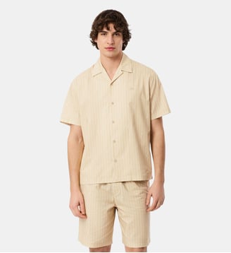 Chemise relaxed fit twill imprimé - Lacoste - Beige blanc