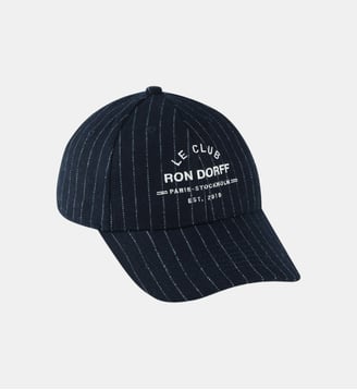 Casquette en laine à fines rayures - Ron Dorff - Bleu marine
