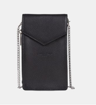 Sac pochette pour smartphone cuir grainé - Lancaster - Noir