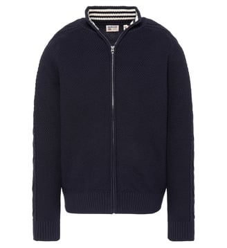 Cardigan en maille texturée - Schott - Bleu marine