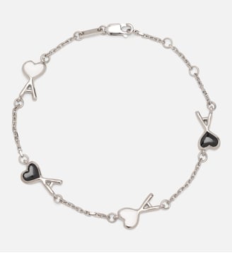 Bracelet unisexe en laiton Ami de Coeur martelé - AMI Paris - Argent, noir et blanc creme