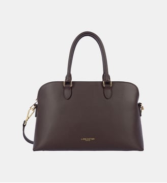 Sac à main demi lune en cuir grainé - Lancaster - Marron foncé