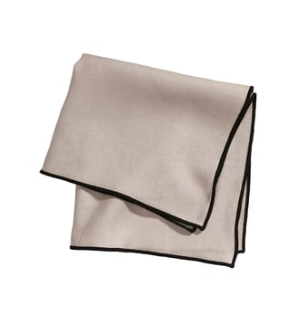 Serviette de table CARLINA  Lin lavé légèrement froissé - Madura - Ficelle et bourdon noir