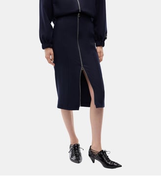 Jupe crayon en flanelle - Pinko - Bleu veste marin
