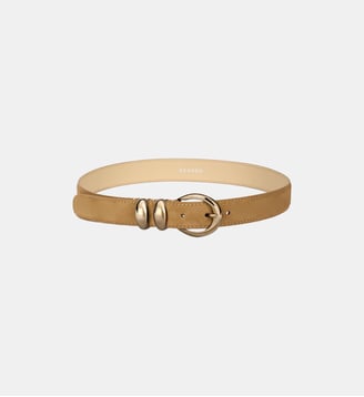 Ceinture en cuir boucle métallique - Sandro - Beige