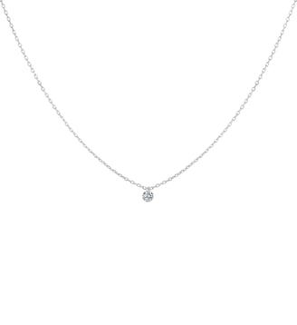 Collier 360° - Diamant solitaire 0,07ct - Or blanc 750‰ - La Brune & La Blonde - Or blanc