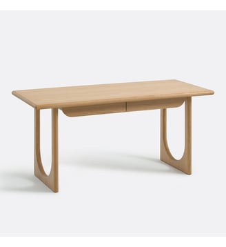Bureau XL en chêne et plaqué, 2 tiroirs - La Redoute Interieurs - Chêne