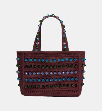Sac en maille crochet perlé - Sandro - Marron