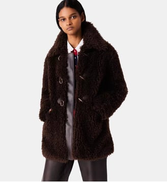 Manteau mi-long en fausse fourrure Maje