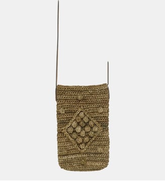 Porte téléphone en raphia et cuir - ROSIE - Gerard Darel - Kaki