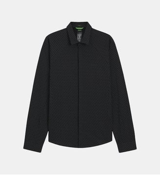 Chemise droite en jersey de coton imprimé - BOSS - Charbon