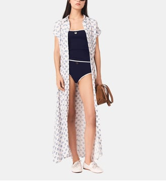 Robe longue imprimée jacquard - Maje - Bleu petites fleurs print