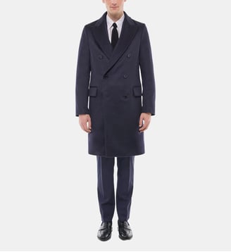Manteau croisé en laine et cachemire - Fursac - Marine