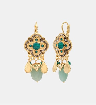 Boucles d'oreilles dormeuses fantaisies   - Positano - Satellite - Vert