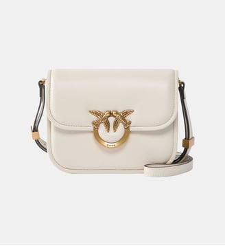 Sac moyen à épaule love bag box en cuir nappa - Pinko - Blanc soie or antique