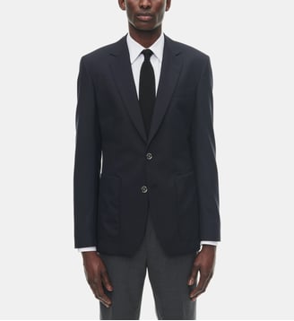 Veste de costume ajustée en toile de laine - Fursac - Bleu marine