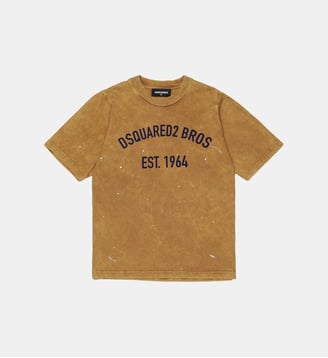 T-shirt col ras du cou avec logo - Dsquared2 - Brun de l'argousier