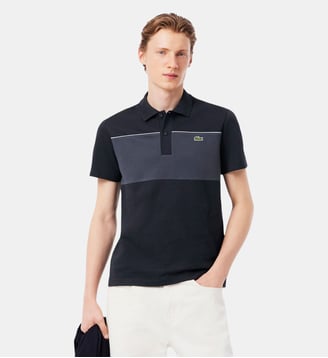 Polo regular fit color-block en Piqué - Lacoste - Noir et gris foncé