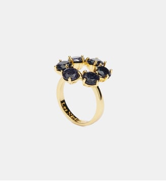 Bague fine 6 pierres la diamantine bleu nuit pailleté - Les Néréides - Bleu