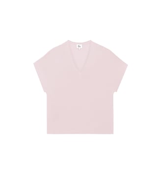T-shirt manches courtes col v uni MARCELINA - La Petite Etoile - Poudre