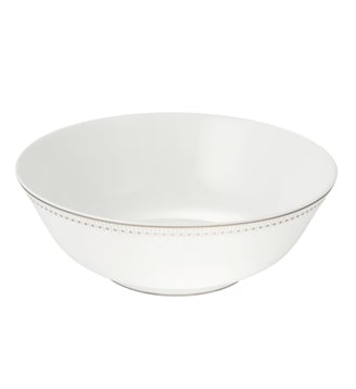 Porcelain Salad Serving Bowl Platinum Finish - MALMAISON IMPÉRIALE - Christofle - Blanc
