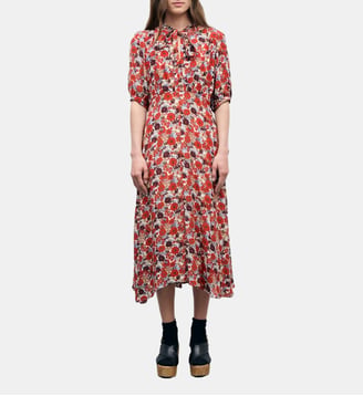Robe midi cintrée fleurie - COCO - Gerard Darel - Écru