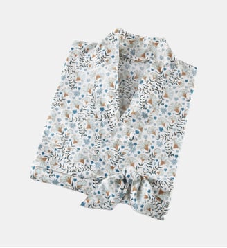 Peignoir kimono pur voile de coton - La Redoute Interieurs - Imprimé blanc
