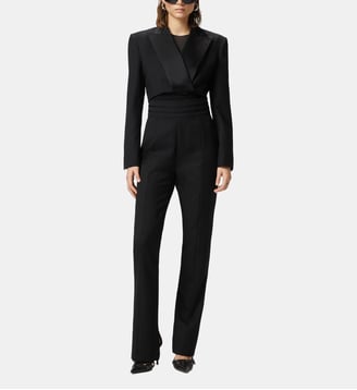 Veste spencer courte avec col à revers en satin - Pinko - Noir