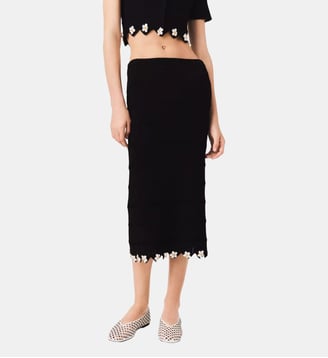 Jupe en maille avec fleurs bijoux - Maje - Noir