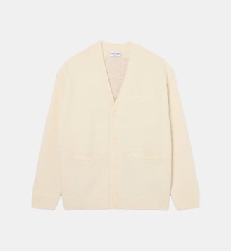 Cardigan laine mélangée avec blason - Lacoste - Blanc