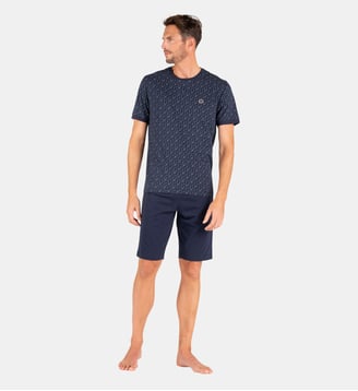 Pyjama court col rond SMILEYWORLD® - Eminence - Marine