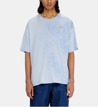 T-shirt décontracté avec impressions pigmentaires - Diesel - Bleu clair