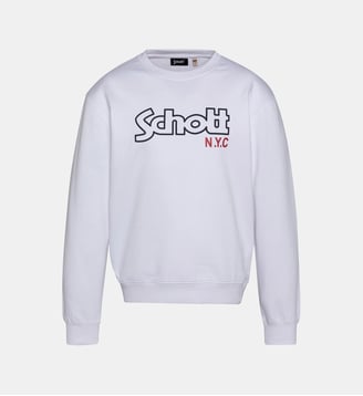 Sweatshirt col rond - Schott - Blanc