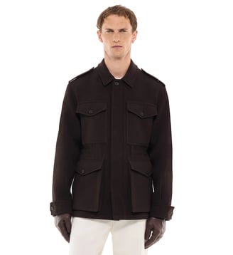 Blouson saharienne en laine et polyamide - Fursac - Chocolat