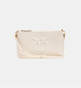 Sac plat à bandoulière en cuir - Pinko - Blanc