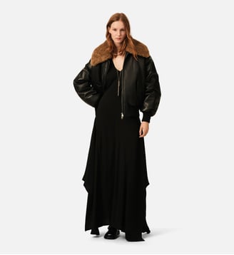 Robe longue à godets en soie mélangée - AMI Paris - Noir