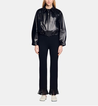 Blouson en cuir d'agneau - Sandro - Noir