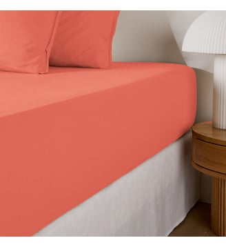 Drap housse uni coton lavé bonnet 30cm La Redoute Interieurs